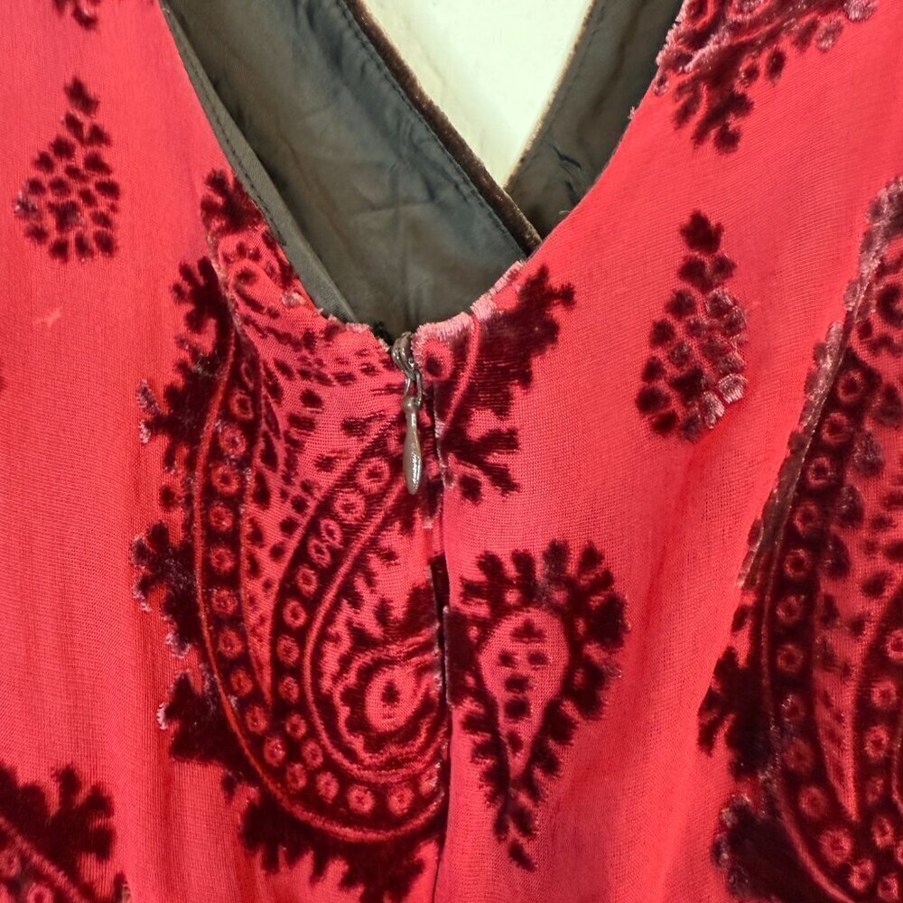 Vintage Y2K Tank Top Velvet Lace Silk Brown Small - Picture 6 of 9